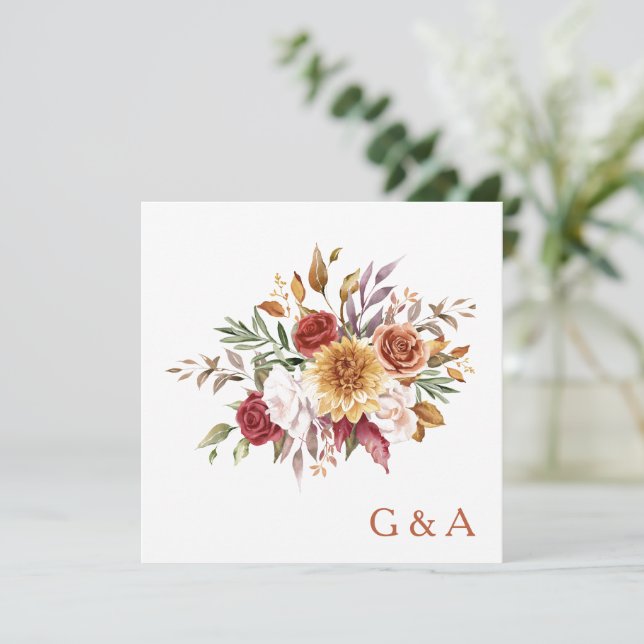 Carte De Remerciements Botanique d'aquarelle d'automne (Debout devant)