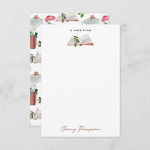 Carte De Remerciements Botanique Livres & Bibliothèque Motif de lecture