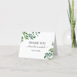 Carte De Remerciements Botanique Verdure Foliage Mariage d'aquarelle