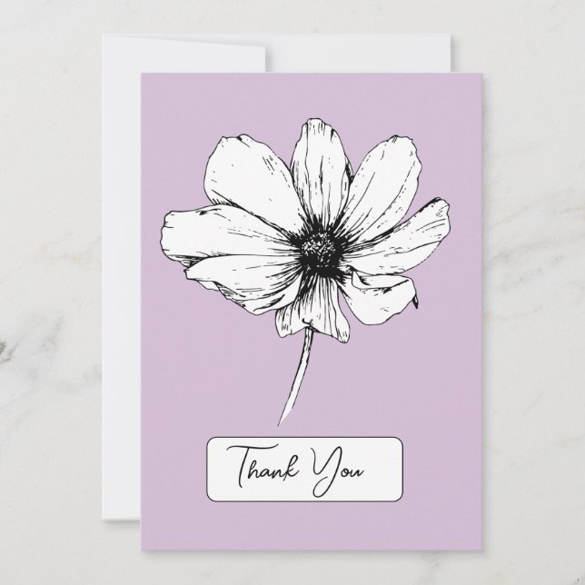Carte de remerciements Botanique Violet - Fleur Co (Devant)