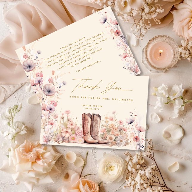 Carte De Remerciements Bottes et bulles de savon Fête de mariage champêtr (Créateur téléchargé)