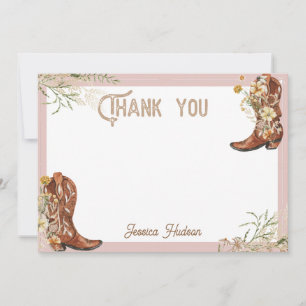 Carte De Remerciements Bottes florales à l'aquarelle et mariage babillant