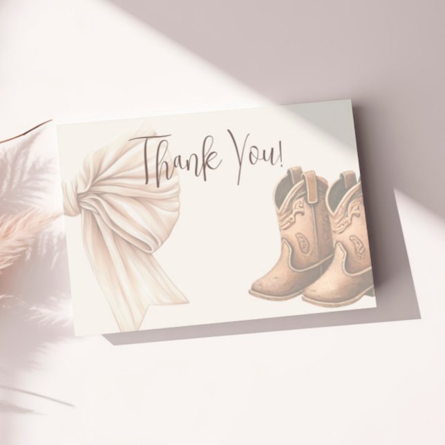 Carte De Remerciements Bottes Ou Vaches Beiges Aquarelle Sexe Révélation (Créateur téléchargé)