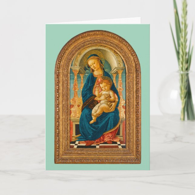 Carte De Remerciements Botticelli (1445-1510) Madonna & Child Enthroned (Devant)