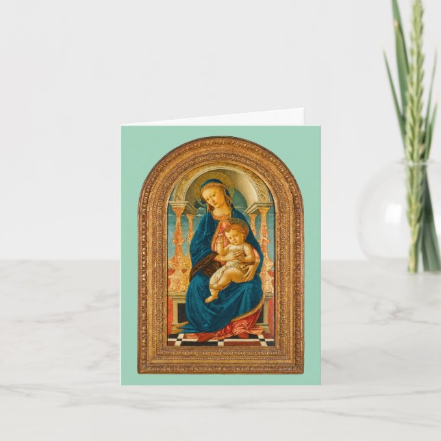 Carte De Remerciements Botticelli (1445-1510) Madonna & Child Enthroned (Devant)
