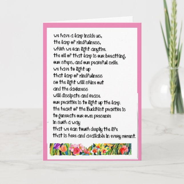 Carte De Remerciements Bouddhiste "nous avons une lampe en nous + H2Ocolo (Devant)