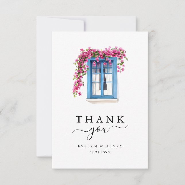 Carte De Remerciements Bougainvillea Minimalist Destination Wedding (Devant)