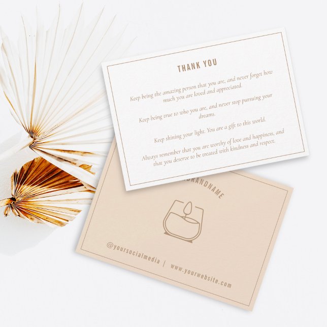 Carte De Remerciements Bougie Beige Neutre Aimer Insérer une note pour le (Créateur téléchargé)