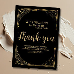 Carte De Remerciements Bougie d'apothèque magique en or noir
