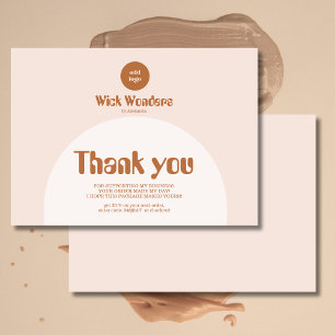 Carte De Remerciements Bougie d'arc en terre cuite rose rétro
