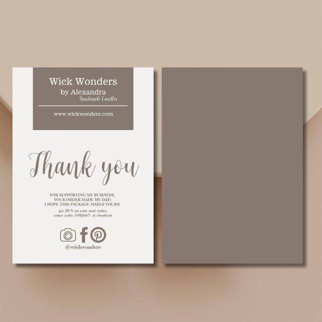 Carte De Remerciements Bougie minimaliste Boho (Créateur téléchargé)