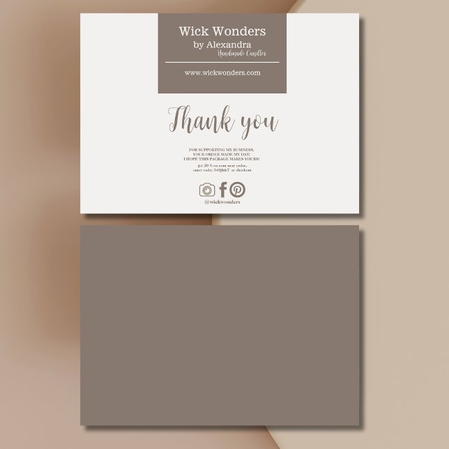 Carte De Remerciements Bougie minimaliste Boho (Créateur téléchargé)