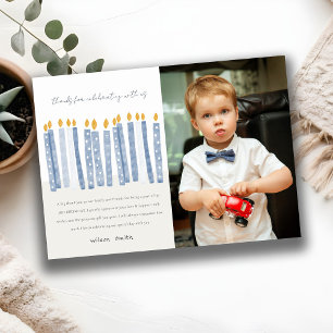 Carte De Remerciements Bougies d'anniversaire photo jaune bleu pastel mig