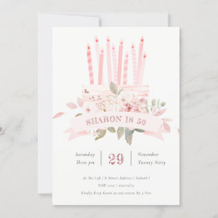 Carte De Remerciements Bougies de gâteau Floral Blush N'importe quel âge 