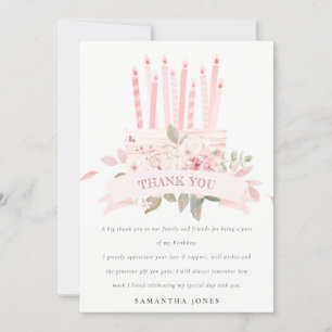 Carte De Remerciements Bougies De Gâteau Floral Mélange N'Importe Quel Âg
