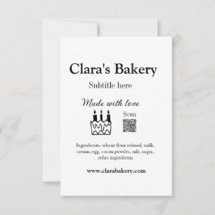 Carte De Remerciements Boulangerie gâteau ajouter ingrédients fabriqués a