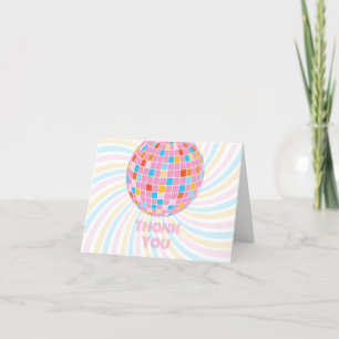 Carte De Remerciements Boule à facettes rose rétro groovy Shower de maria