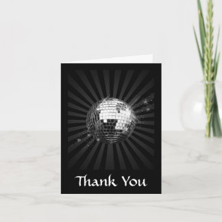 Carte De Remerciements Boule de disco de miroir sur le noir