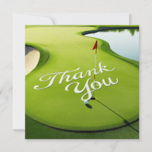 Carte De Remerciements Boule de golf sur le green avec mot de remerciemen