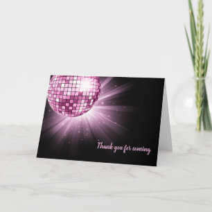 Carte De Remerciements Boule Disco rose