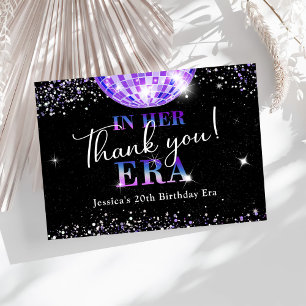 Carte De Remerciements Boule Disco Violet Dans Mon Anniversaire