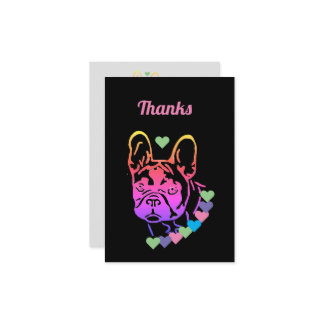 Carte De Remerciements Bouledogue français Collier cardiaque French Bulld
