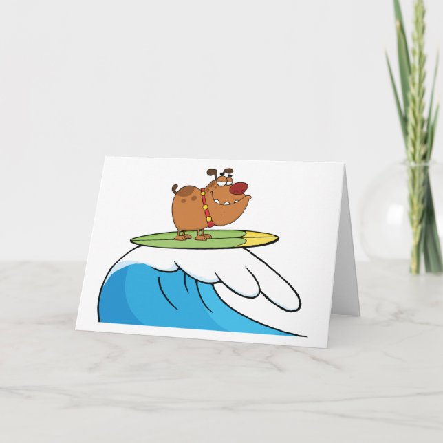 Carte De Remerciements Bouledogue surfeur (Devant)