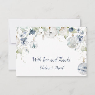 Carte De Remerciements Boules de neige florales de bleu poussiéreux et de