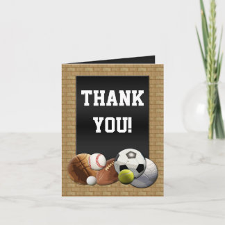 Carte De Remerciements Boules de sports d'All Star avec le mur de briques