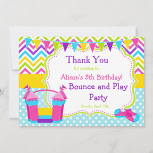 Carte De Remerciements Bounce House Bouncy Castle Birthday Girl