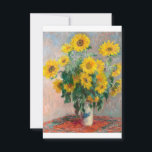 Carte De Remerciements Bouqet of Sunflowers par Claude Monet<br><div class="desc">Oscar-Claude Monet (UK: /ˈmneɒ/, US: /ʊˈneɪ, madeˈ-/, French: [dmning]; 18 novembre 1840 - 5 december 1926) ce qui a French painter and founder impressiof painist ting who is as key precursor to modernism, especially in his attempts to paint nature as he perceived it.[1] During his long career, ce que la...</div>