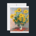 Carte De Remerciements Bouqet of Sunflowers par Claude Monet<br><div class="desc">Oscar-Claude Monet (UK: /ˈmneɒ/, US: /ʊˈneɪ, madeˈ-/, French: [dmning]; 18 novembre 1840 - 5 december 1926) ce qui a French painter and founder impressiof painist ting who is as key precursor to modernism, especially in his attempts to paint nature as he perceived it.[1] During his long career, ce que la...</div>