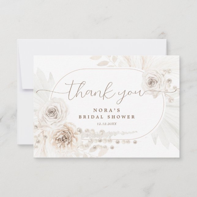 Carte De Remerciements Bouquet blanc et neutre Boho (Devant)