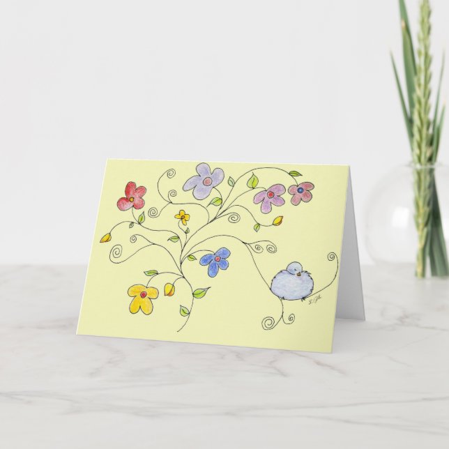 Carte De Remerciements Bouquet Blue Bird (Devant)