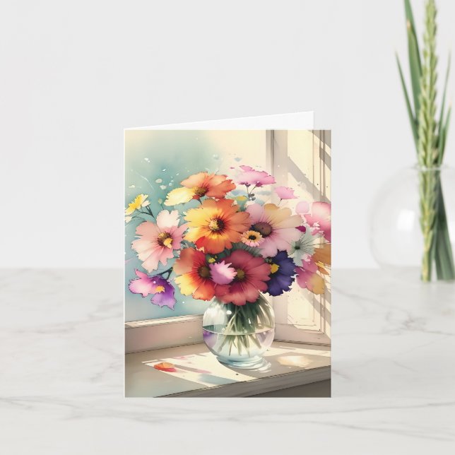 Carte De Remerciements Bouquet dans une fenêtre (Devant)