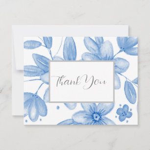 Carte De Remerciements Bouquet d'aquarelle bleu