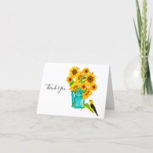 Carte De Remerciements Bouquet d'arrosage des tournesols