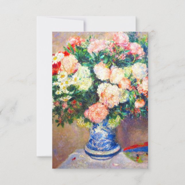 Carte De Remerciements Bouquet de chrysanthèmes et un fan japonais (Devant)