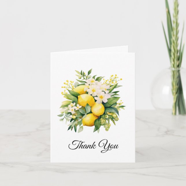 Carte De Remerciements Bouquet de citron avec fleurs blanches (Devant)