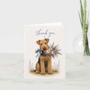 Carte De Remerciements Bouquet de fleurs de Terrier Airedale pour un reme