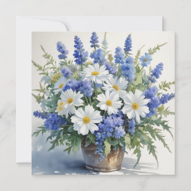 Carte De Remerciements Bouquet de fleurs Elégante aquarelle (Devant)