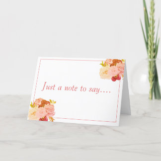 Carte De Remerciements Bouquet de fleurs rose pâle juste une note