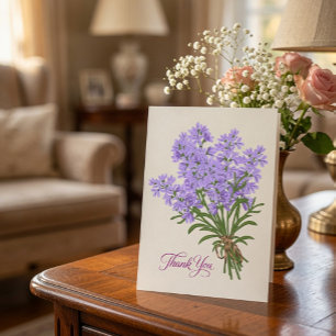Carte De Remerciements Bouquet de lavande plié écrit à la main