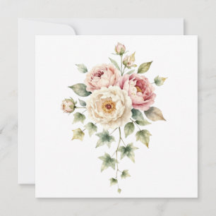 Carte De Remerciements Bouquet de pivoines douces Élégance aquarelle
