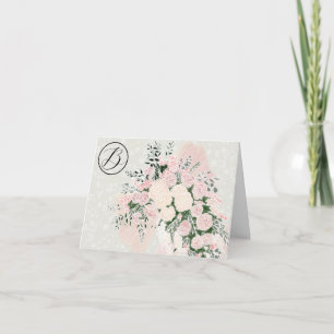 Carte De Remerciements Bouquet de rose à nœud rose blush Coquette personn