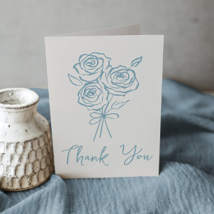 Carte De Remerciements Bouquet de roses bleues dessinées à la main pour u