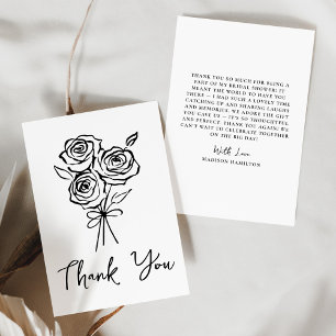 Carte De Remerciements Bouquet de roses noires dessinées à la main pour u