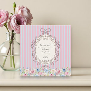 Carte De Remerciements Bouquet de roses pastel coquette Anniversaire
