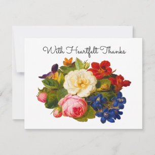 Carte De Remerciements Bouquet de roses victoriennes avec remerciements s