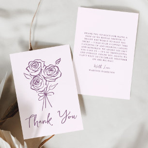 Carte De Remerciements Bouquet de roses violettes dessinées à la main pou